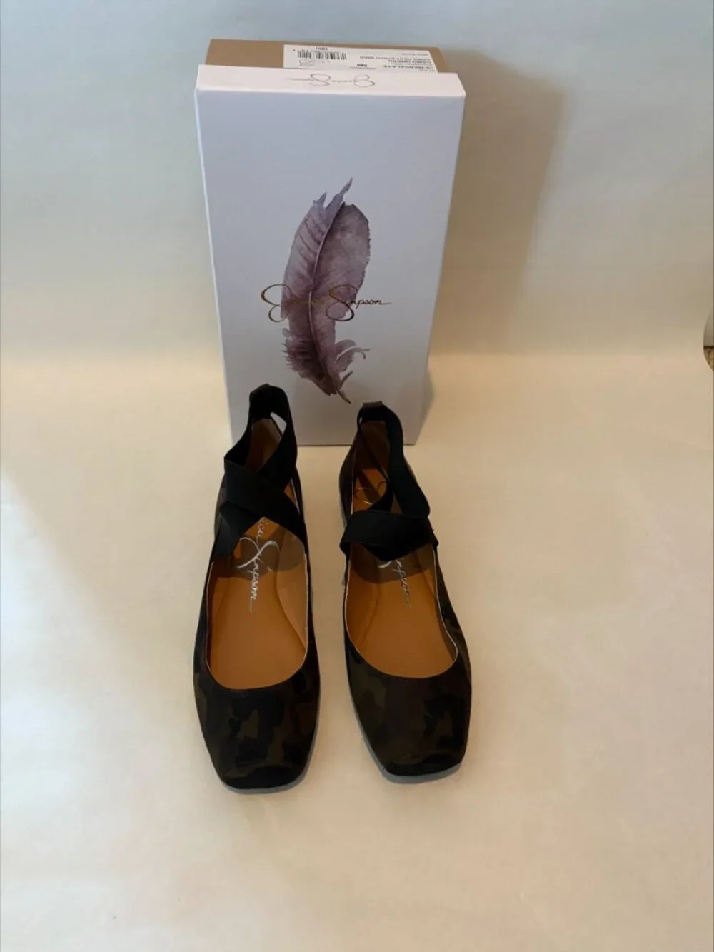 New in Box Jessica Simpson Mandalaye Camo Green Black Ballet Flats Size 9